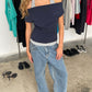 Double Layered Halter Neck Tee Navy