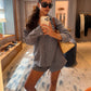 Oversized Checked Shirt Navy