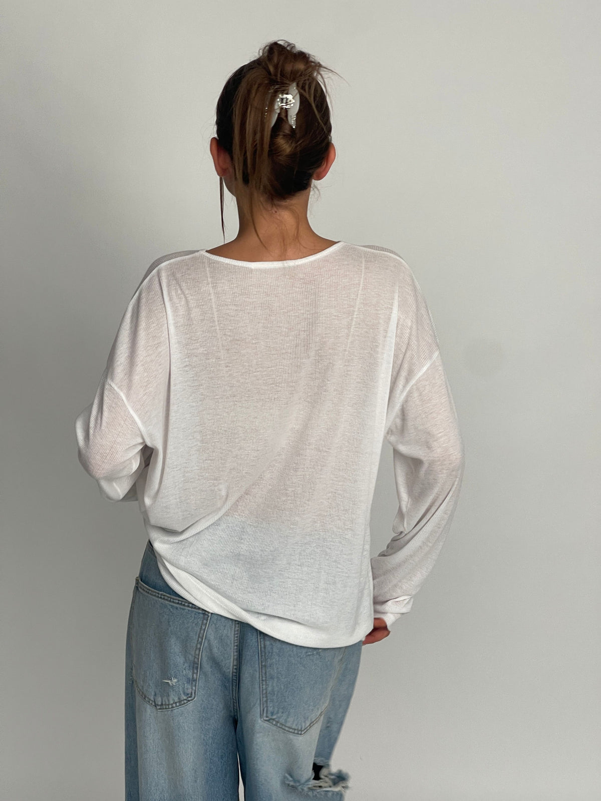 Sheer Loose Longsleeve Tee White