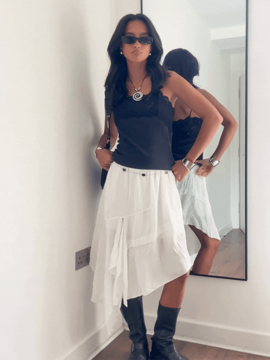 Flowy Mid Length Skirt Ivory
