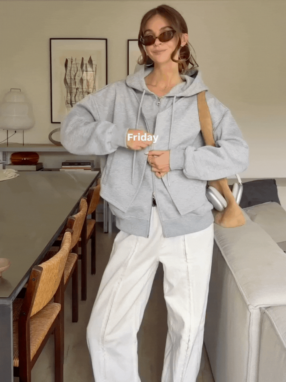 Double Layered Zipped Hooded Vest Grey – The Room Antwerp