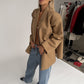 Oversized Side Slit Blazer Camel