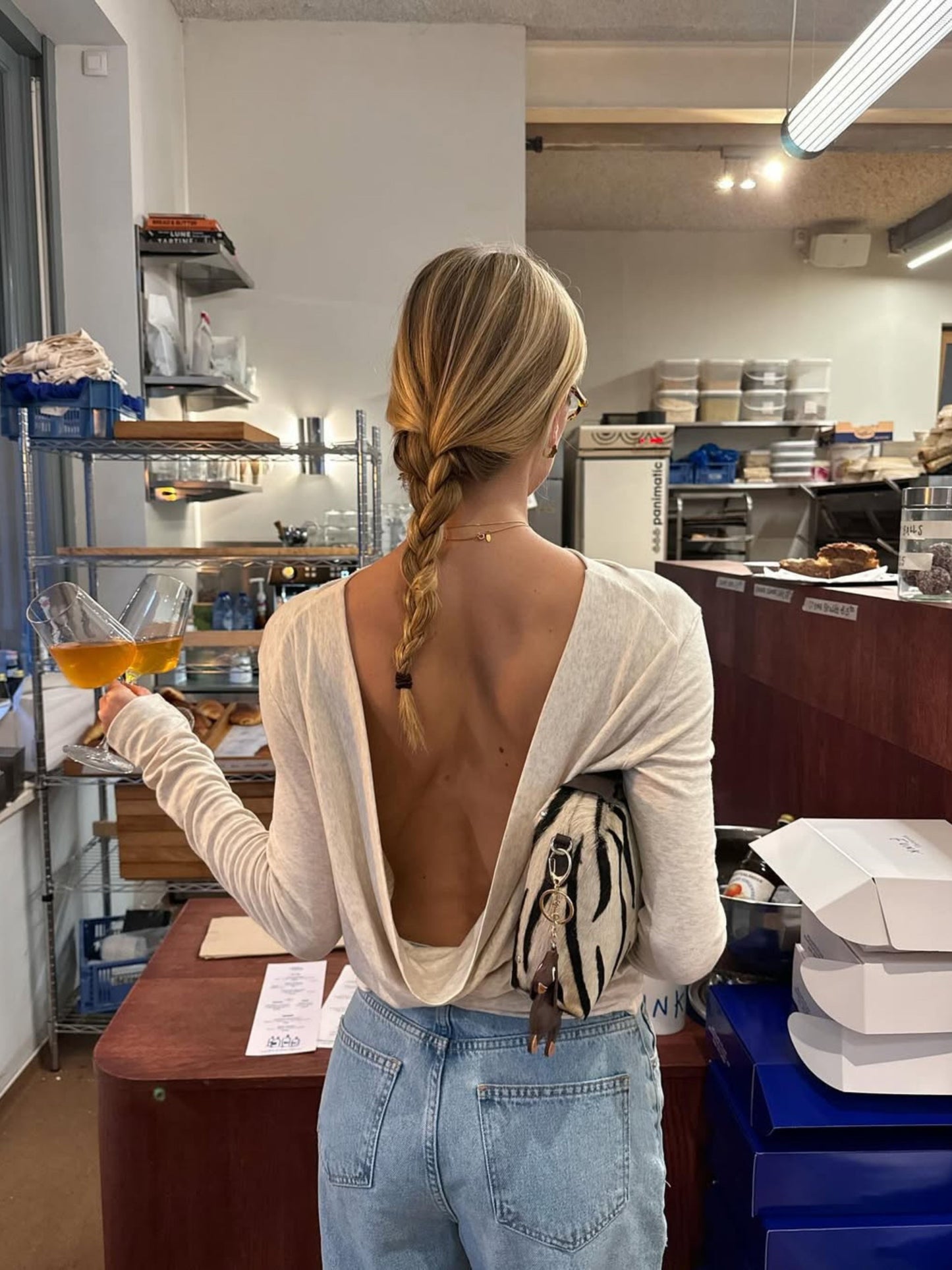 Draped Back Top Oatmeal