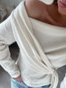 Draped Belted Top Ivory