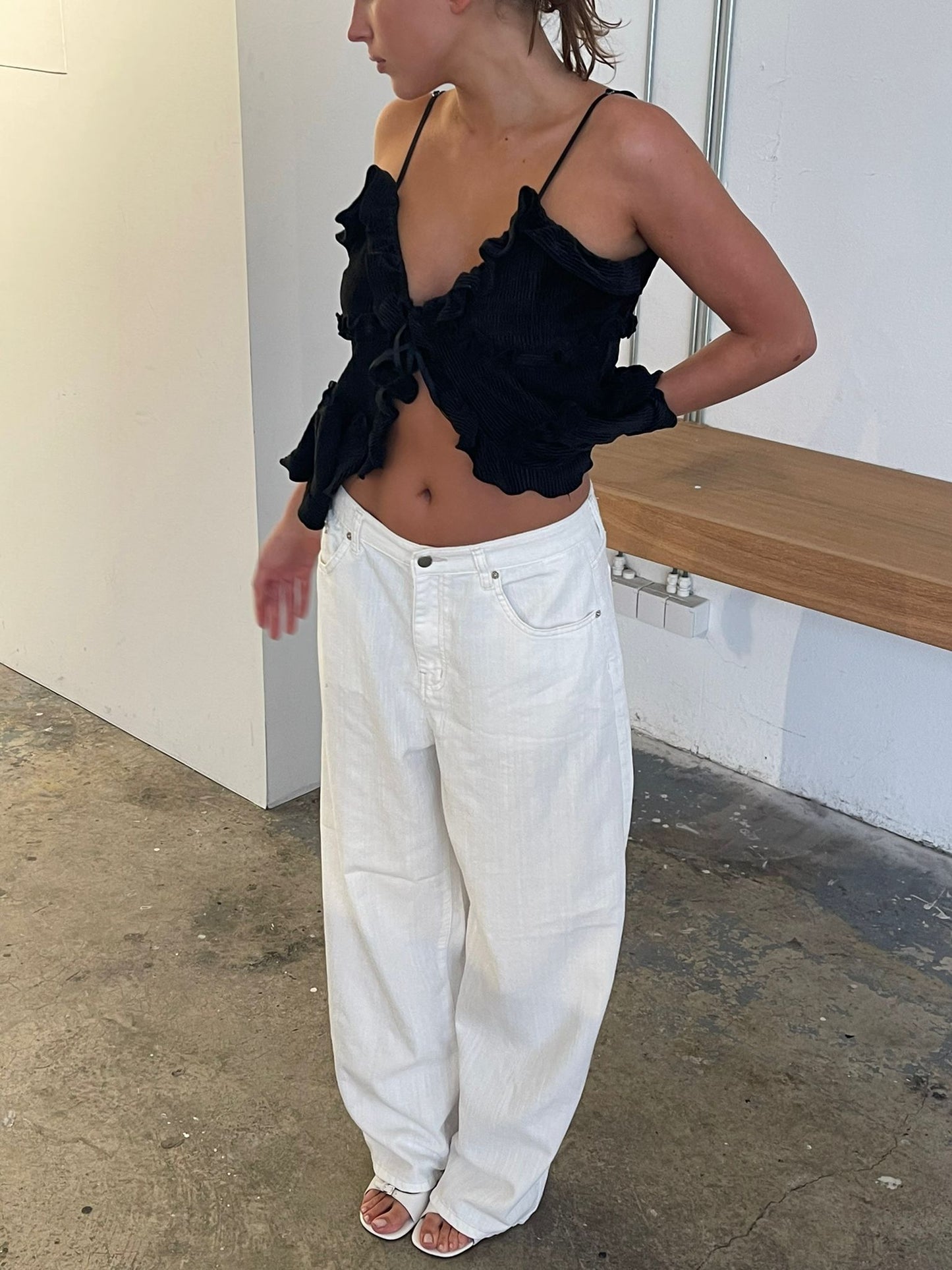 Baggy Wide Leg Pants White