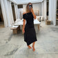 Off Shoulder Asymmetric Dress Black