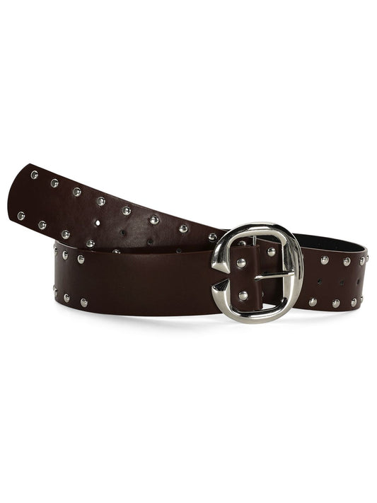 Wide Studded Belt Brown