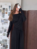 Soft Draped Off Shoulder Long Sleeve Top Black