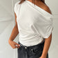 Draped Over Shoulder Top White