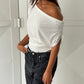 Draped Over Shoulder Top White