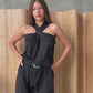 Front Twisted Loose Top Black