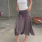 Belted Detail Flowy Midi Skirt Brown