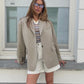 Oversized Checked Blazer Latte