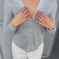 Layered Collar Cardigan Grey Baby Blue
