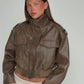 Cropped Front Pocket Detail Jacket Brown