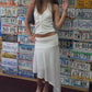 Ruched Detail Asymmetric Skirt White