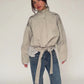 High Neck Belted Jacket Sage Green