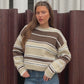 Two Coloured Striped Loose Knit Beige