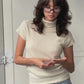 Turtleneck Knitted Top Ivory