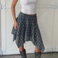 Asymmetric Check Skirt Blue