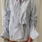 Oversized Striped Drawstring Shirt With Tie