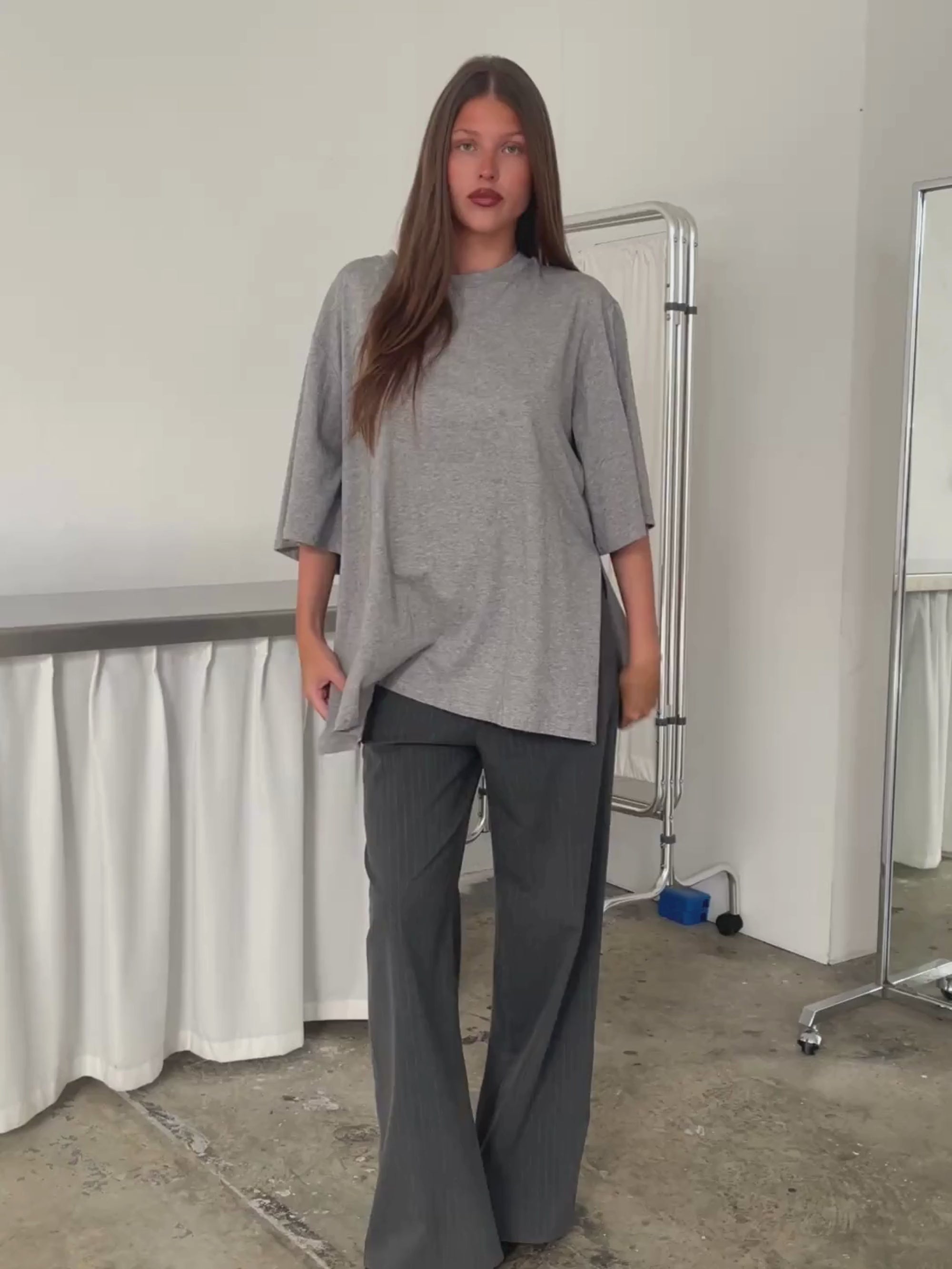 Oversized Side Slit Tee Heather Grey – The Room Antwerp