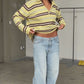 POS Knitted Striped Polo Longsleeve Yellow