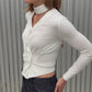 Semi Sheer Scarf Detail Cardigan White