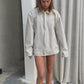 Pinstripe Zipper Jacket White