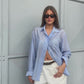 Oversized Double Button Shirt Blue