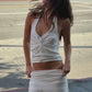 Twisted Halter Neck Top White