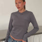 Scrunched Collar Top Charcoal