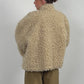 Zipped Loose Fit Curly Sheep Jacket Beige