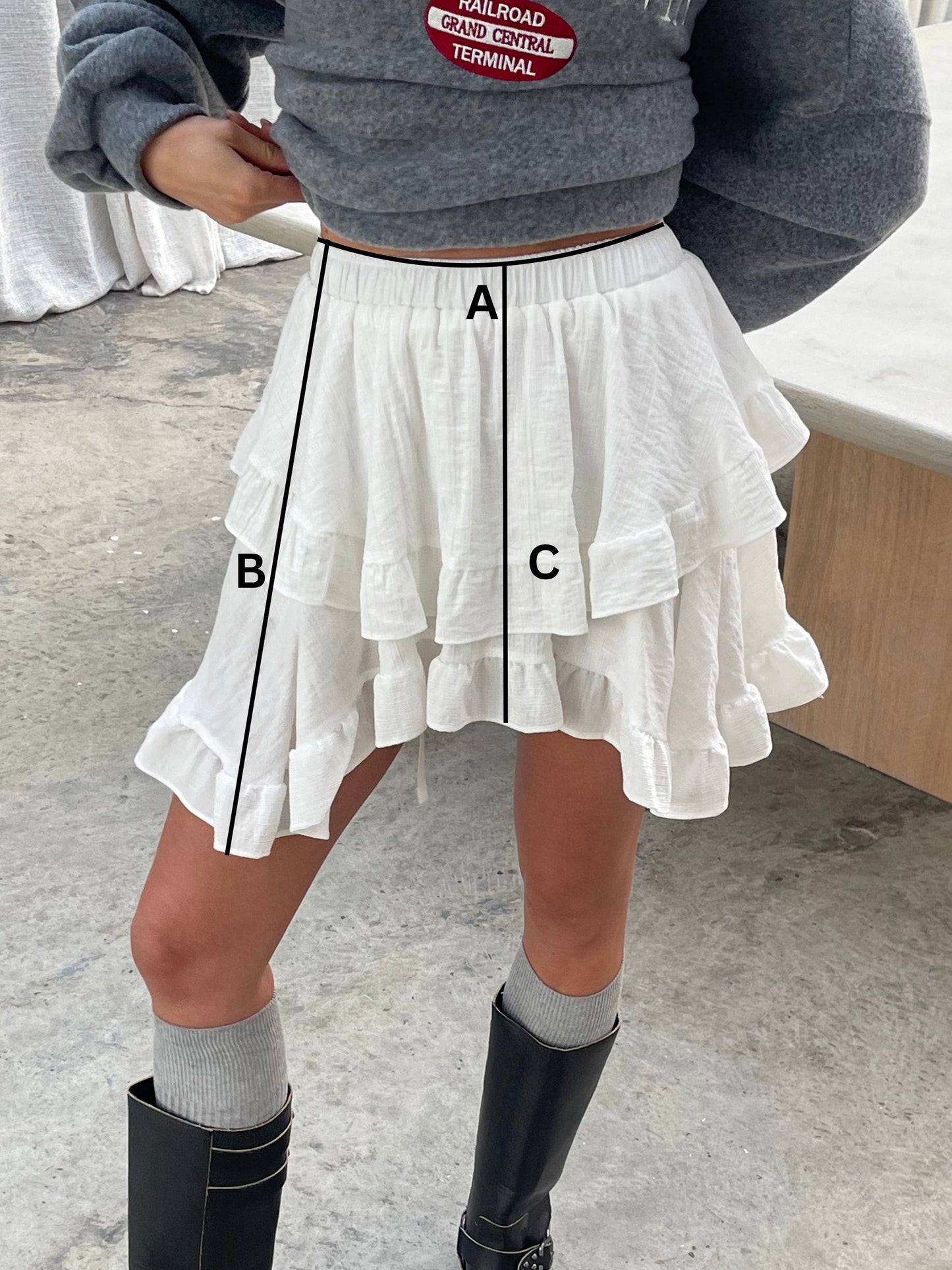 Ruffled Mini Skirt Off White