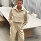 Co Ord Cropped Pocket Blouse Sand