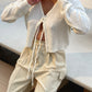 Tie Front Cropped Cardigan White