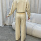 Co Ord Double Pleated Cargo Pants Sand