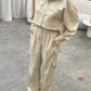 Co Ord Double Pleated Cargo Pants Sand