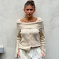 Draped Shoulder Knit Ivory