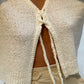 Tie Front Cropped Cardigan White