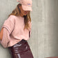 Cut Out Arms Sweater Dusky Pink