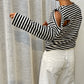 Cut Out Striped Long Sleeve Tee