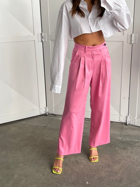 Classic Contrast Stitch Pants Pink