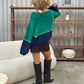 Flower Bicolour Knitted Cardigan