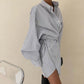 Wrap Shirt Dress Striped