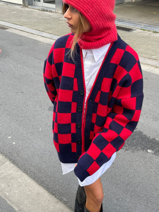 Checked Blue Red Cardigan