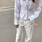 Padded Front Pleated Blouse White