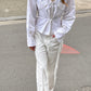 Padded Front Pleated Blouse White