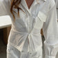 Padded Front Pleated Blouse White