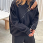 Diagonal Zipped Sweater Black